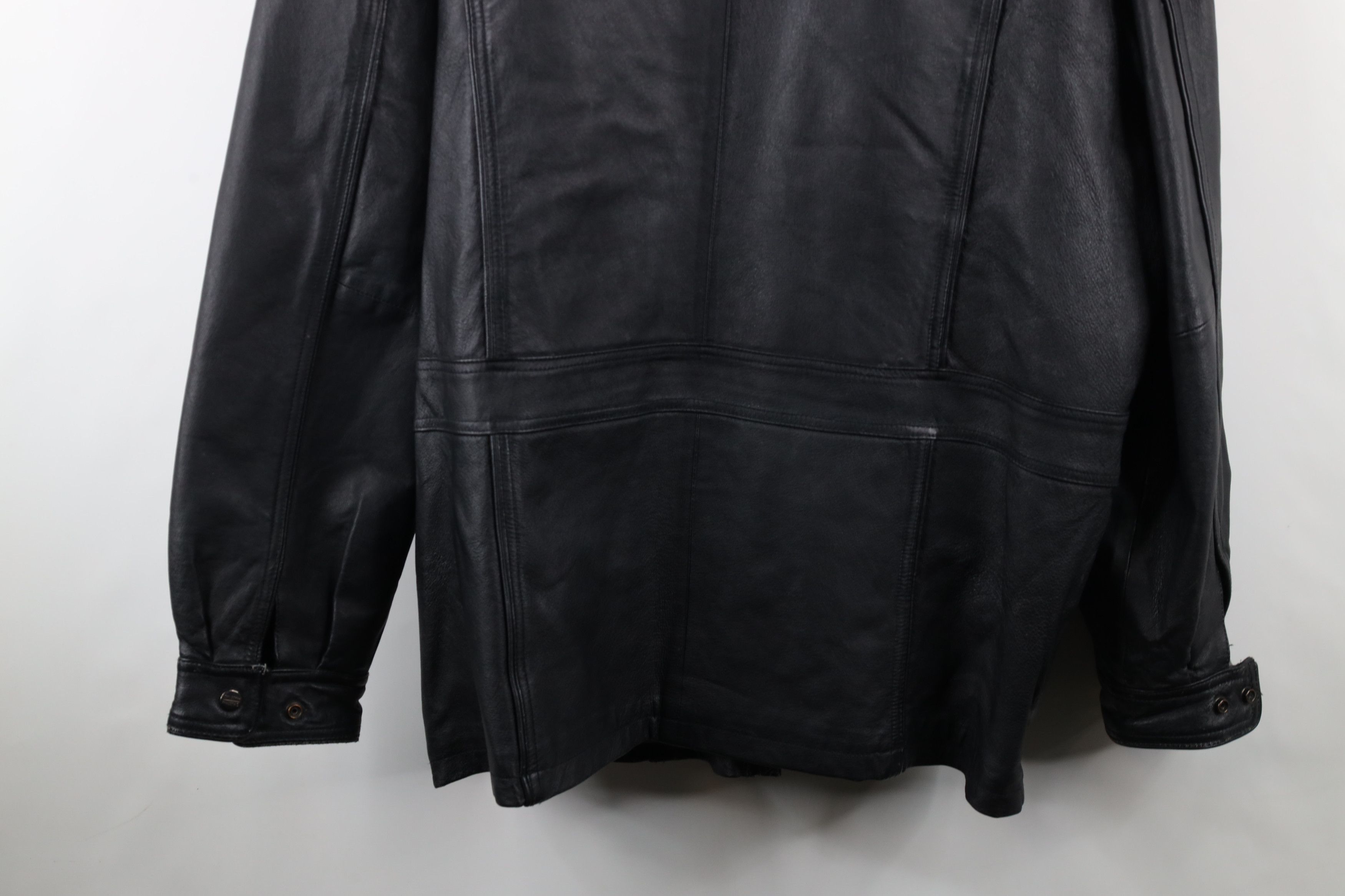 Vintage Vintage 90s Streetwear Lined Leather Chore Jacket Black Size US XL / EU 56 / 4 - 18 Thumbnail