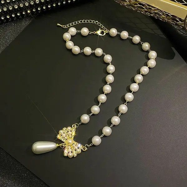 Other Elegant White Pearl Pendant Choker Necklace for Women Size ONE SIZE - 2 Thumbnail