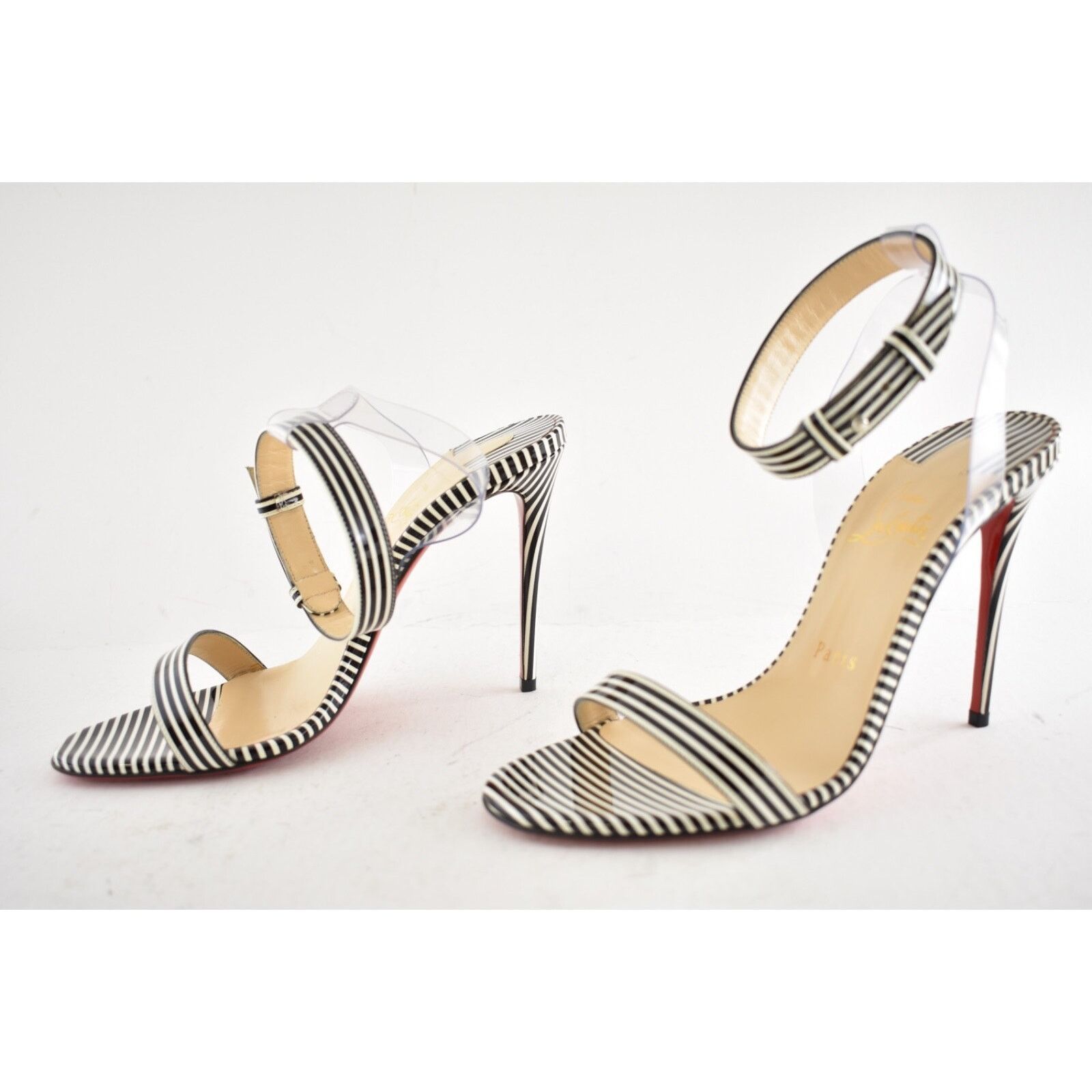 Christian Louboutin Christian Louboutin Jonatina 100 Black White Stripes Patent Size US 7 / IT 37 - 10 Thumbnail
