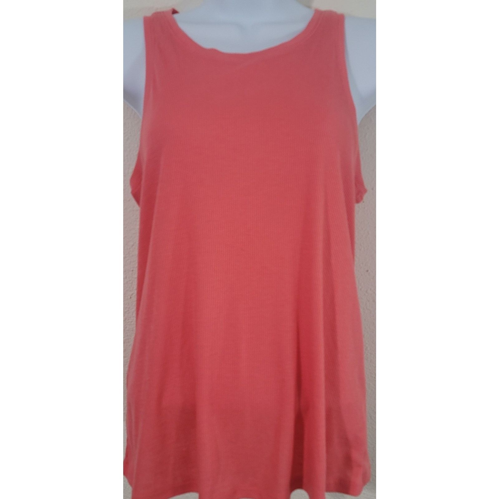 Other Mudd Coral Orange Ribbed Slub Knit Scoop Tank Shirt Small Size S / US 4 / IT 40 - 1 Thumbnail
