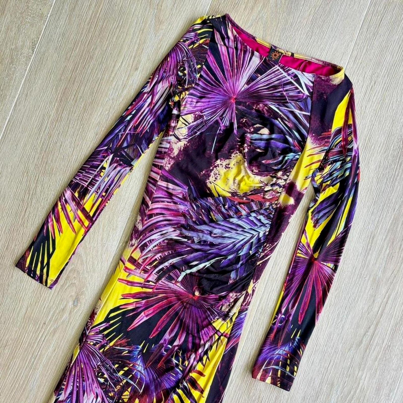 Jean Paul Gaultier Jean Paul Gaultier Soleil Women’s Sheath Dress Purple/Yellow Size S / US 4 / IT 40 - 3 Thumbnail