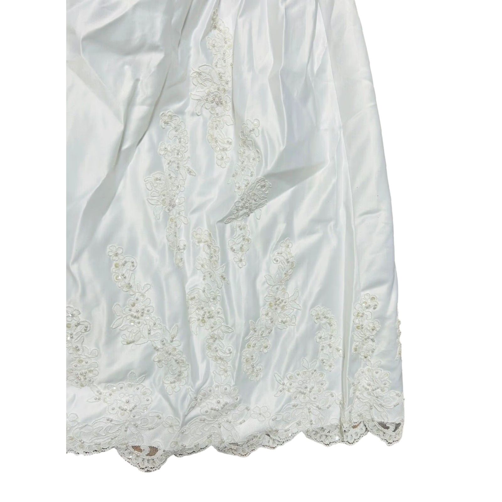 Vintage VINTAGE Women's Y2K Wedding Dress Ball Gown Duchess Satin White Sz12 Beaded Sleeved Cap Sleeve Read Size XL / US 12-14 / IT 48-50 - 7 Thumbnail