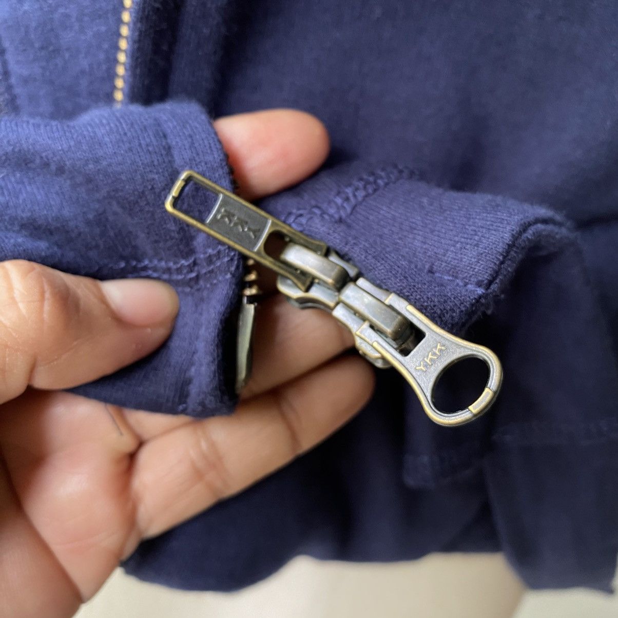 Ne-Net Ne-net Navy Zip Hoodie with Striped Sleeve Size XS / US 0-2 / IT 36-38 - 13 Thumbnail