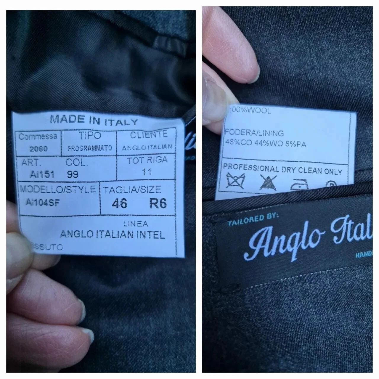 Anglo-Italian Anglo Italian BLAZER (EU 46) / (US 36) grey 100% wool BNWOT Size 36R - 11 Thumbnail