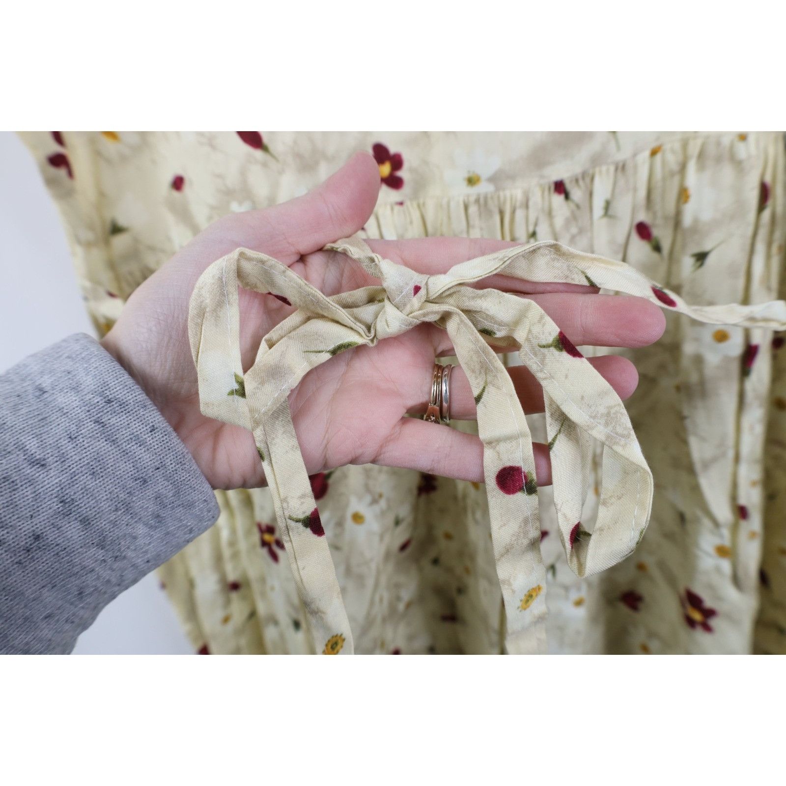 Vintage Vintage 90s Country Primitive Rayon Gabardine Flower Dress Size L / US 10 / IT 46 - 11 Thumbnail