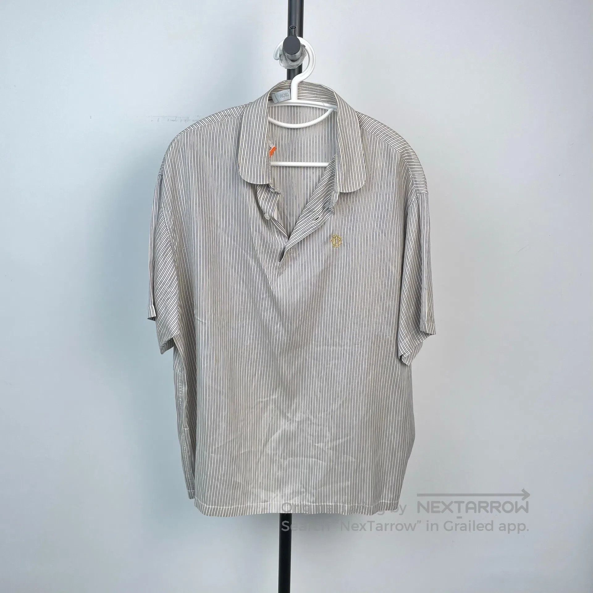 Dior Dior Striped Silk Shirt with Gold Thread for a Draping Eff Size S / US 4 / IT 40 - 1 Thumbnail