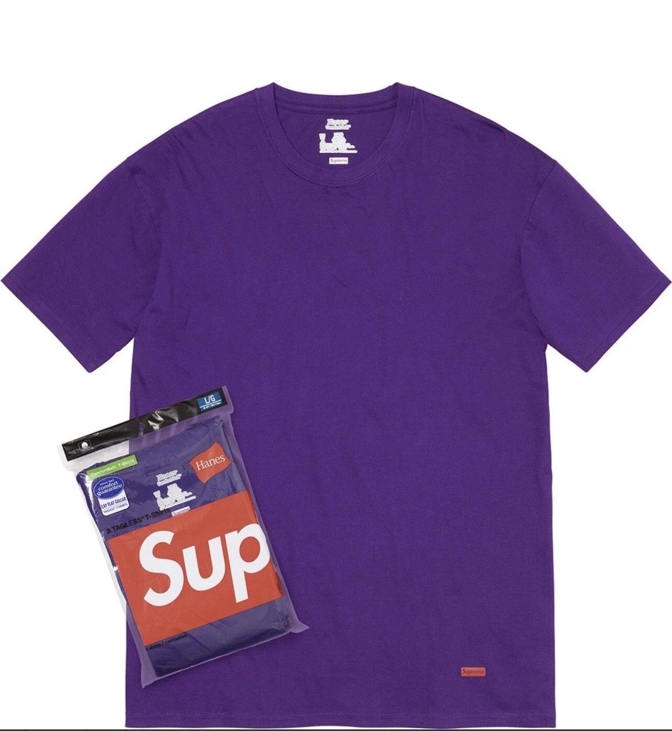 Hanes × Supreme Supreme®/Hanes® Tagless Tee Purple Sz:M (1 Tee Shirt) Size US M / EU 48-50 / 2 - 1 Preview