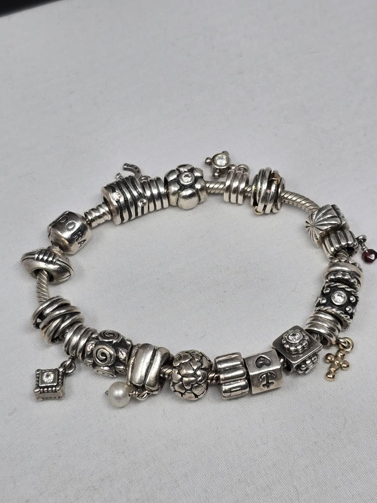 pandora Rare Pandora 14k Sterling 19 Charm Bracelet 7 Lots Retired Size ONE SIZE - 1 Thumbnail