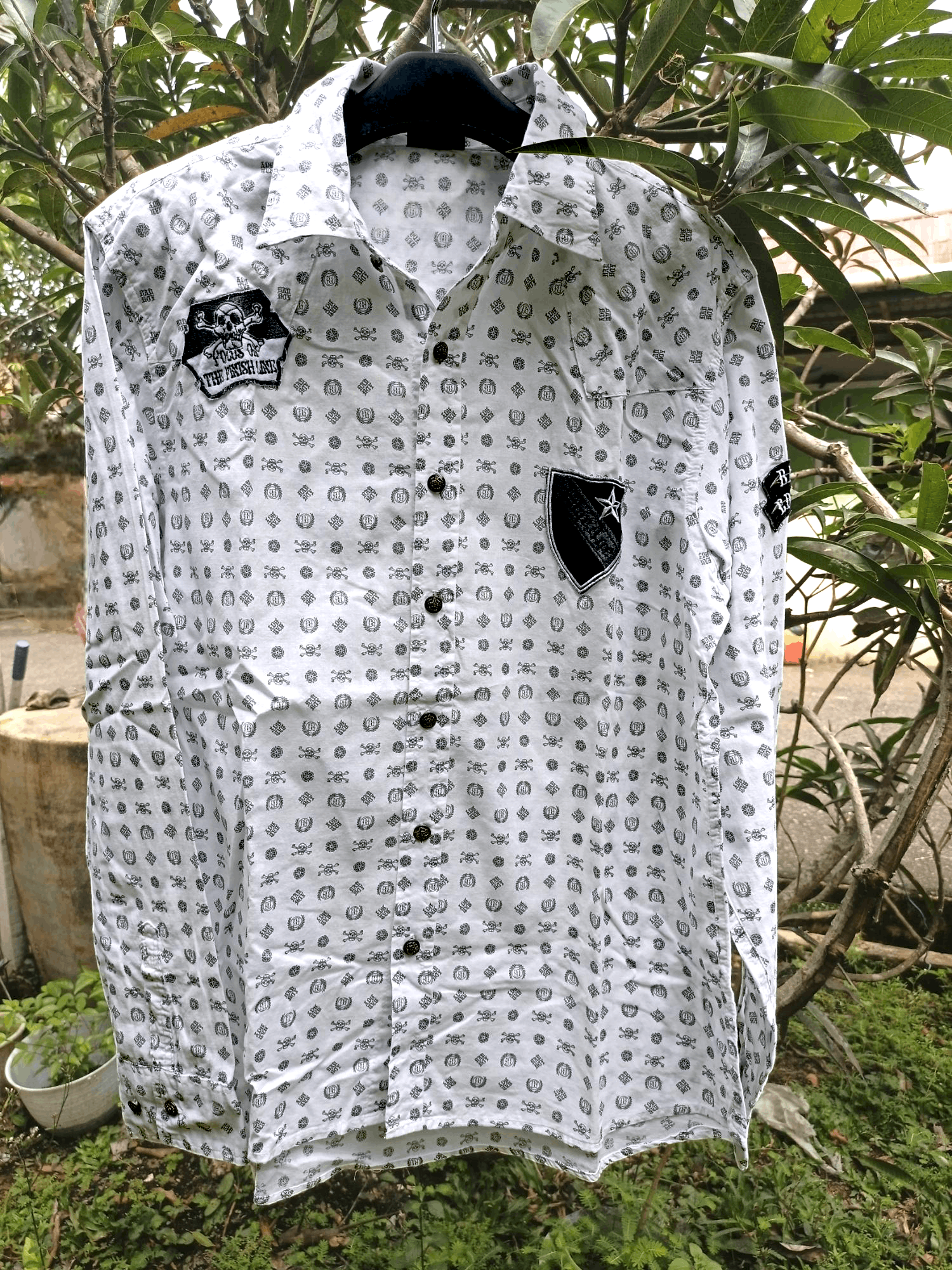 Japanese Brand Badboy full Skull print Y2K Poem Shirt Size US L / EU 52-54 / 3 - 3 Thumbnail