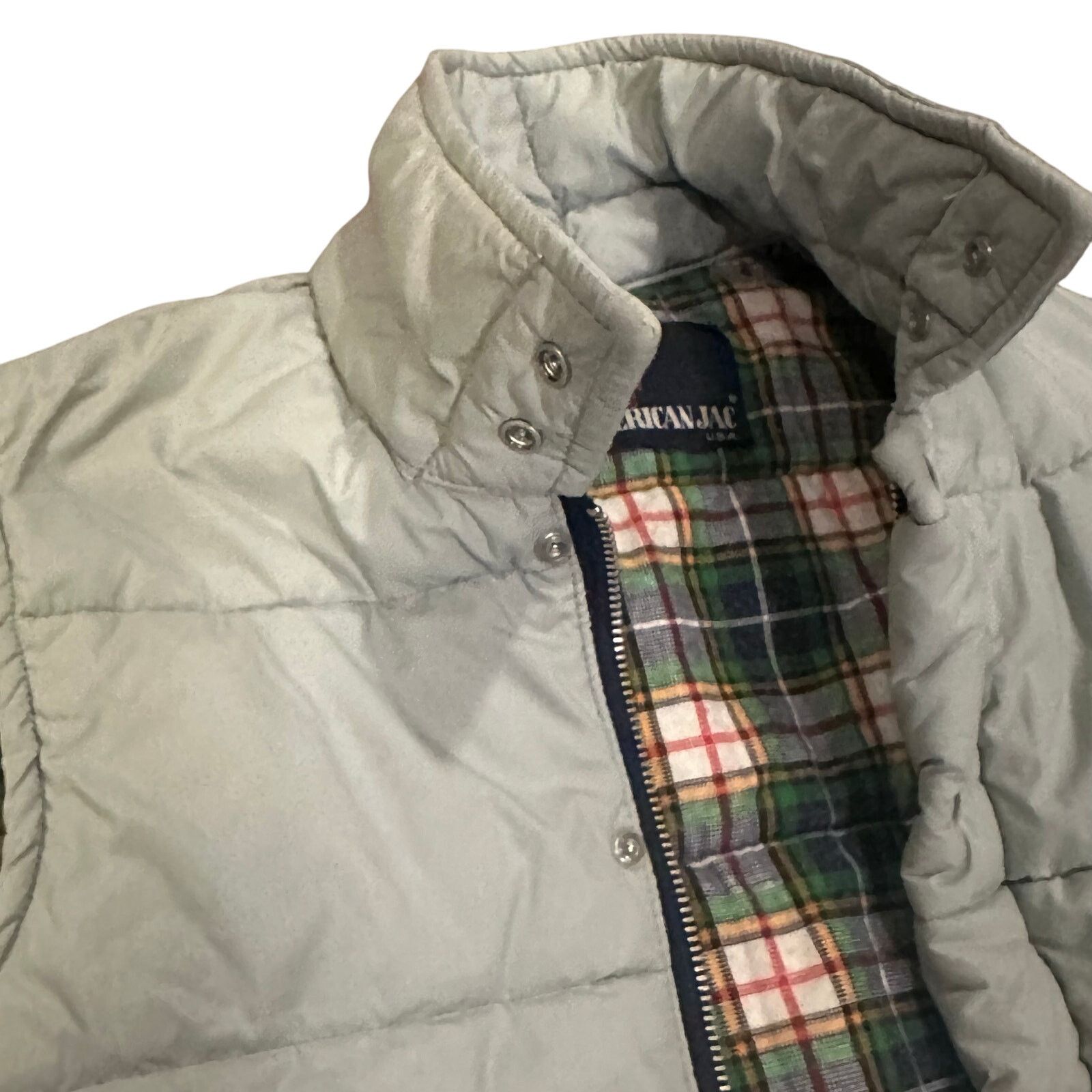 Vintage Vintage Flannel Plaid Lined Grey Puffer Vest Full Zip Size US M / EU 48-50 / 2 - 8 Thumbnail