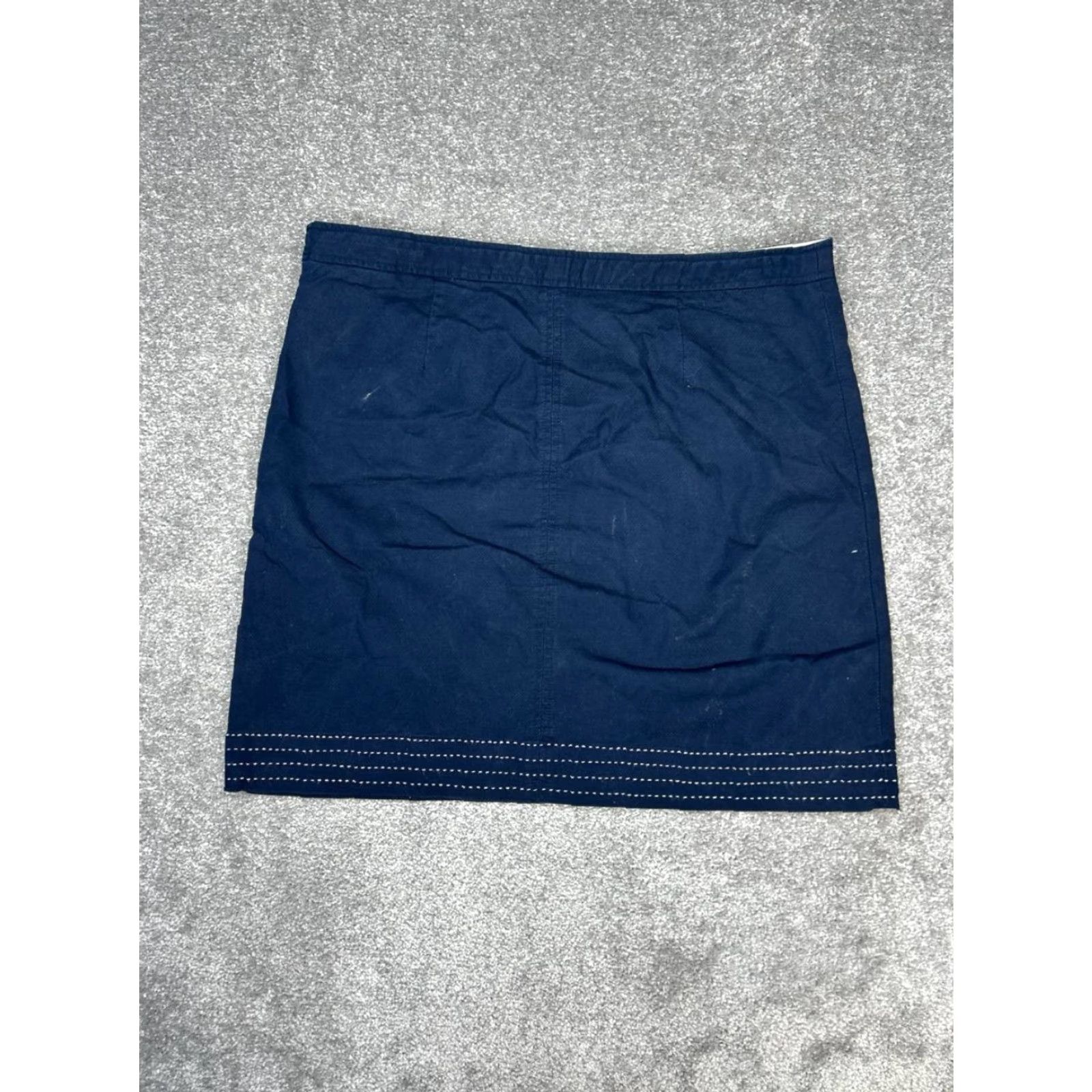 Brooks Brothers Brooks Brothers A-Line Skirt Women 12 Blue Cotton Stretch Mini Casual Business City Preppy 90s Womens Size 34" / US 12 / IT 48 - 2 Thumbnail