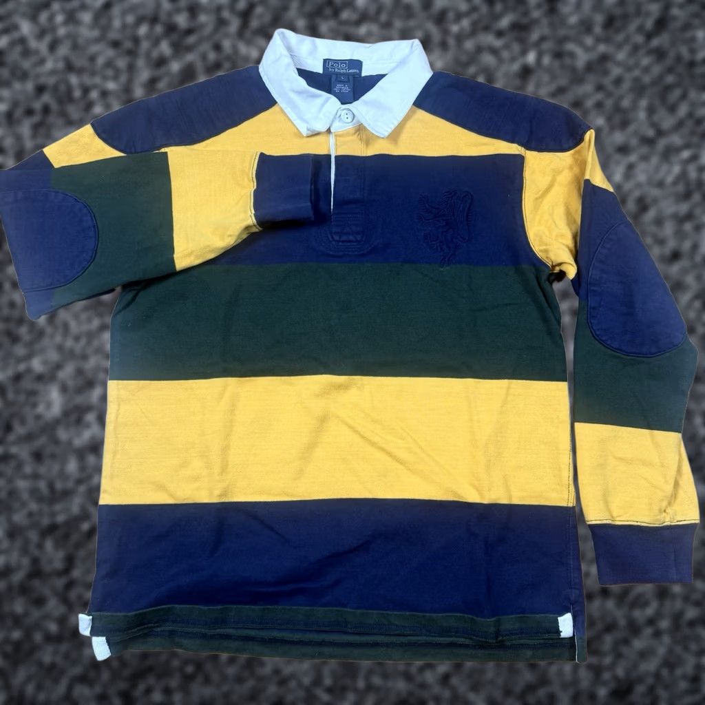 Ralph Lauren VTG Polo Ralph Lauren Rugby Shirt Mens Large Lion Embroidered Stripe Long Sleeve Size US L / EU 52-54 / 3 - 1 Thumbnail