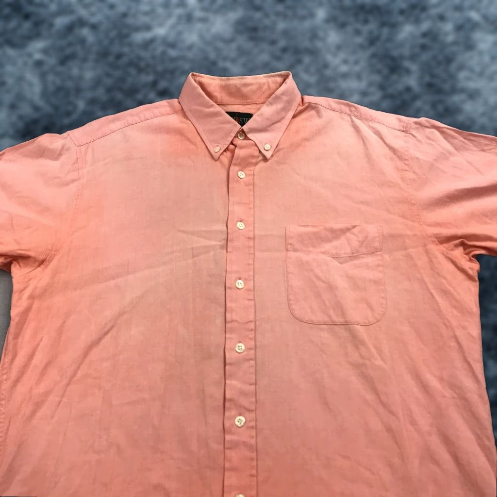 J.Crew VINTAGE J.CREW Shirt Mens Large Orange Oarsman Camp Collar 100% Cotton 90s Size US L / EU 52-54 / 3 - 1 Thumbnail