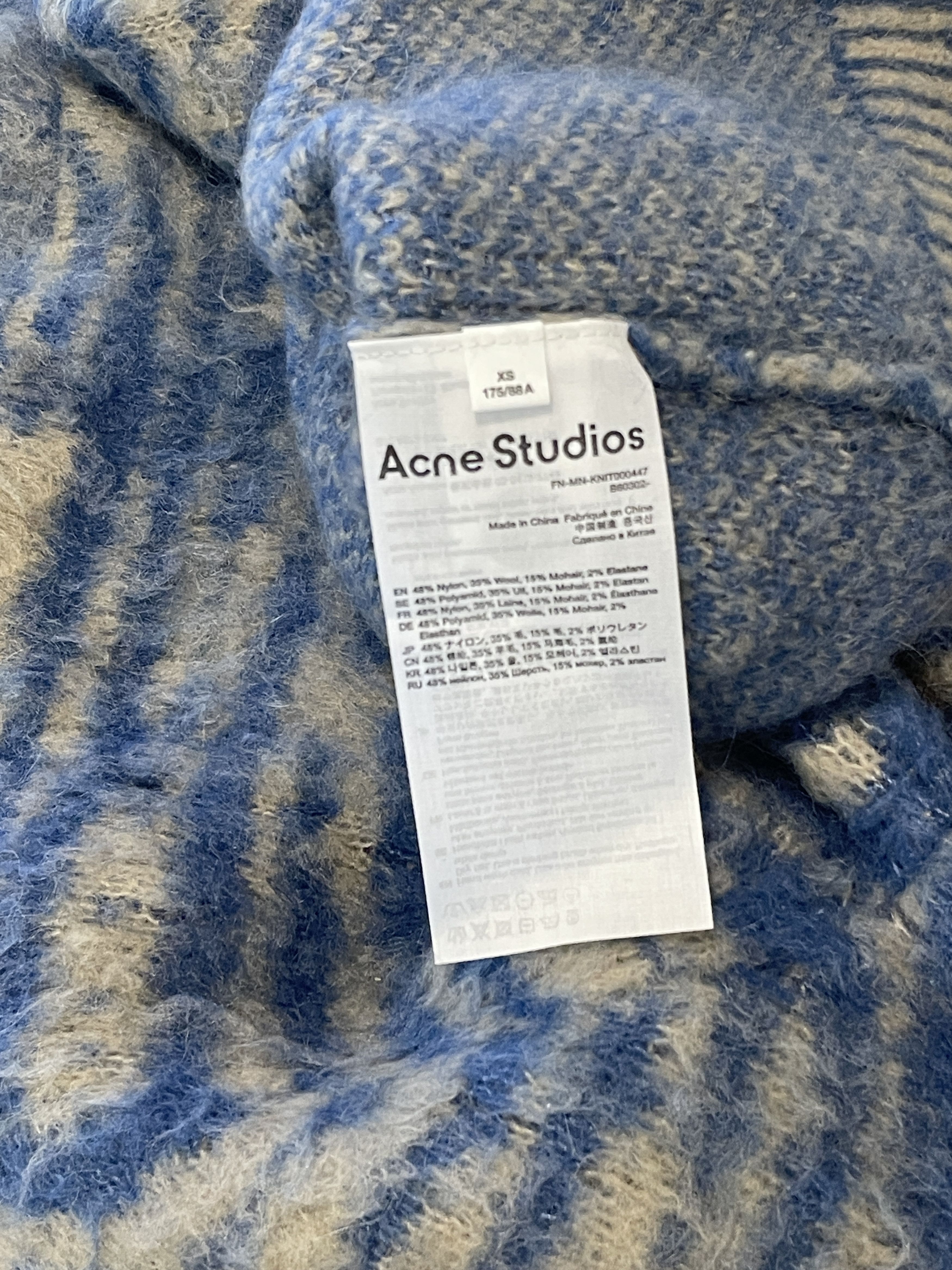 Acne Studios Blue & Tan Mohair Jacquard Sweater XS Size US XS / EU 42 / 0 - 4 Thumbnail