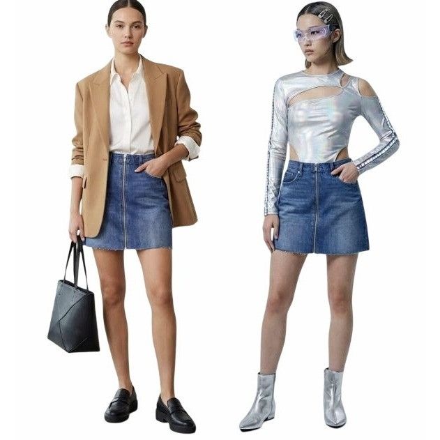 BLANKNYC ⭐BLANKNYC Womens Size 27 Denim Mini Skirt Zip Front Raw Hem Size 29" - 1 Thumbnail