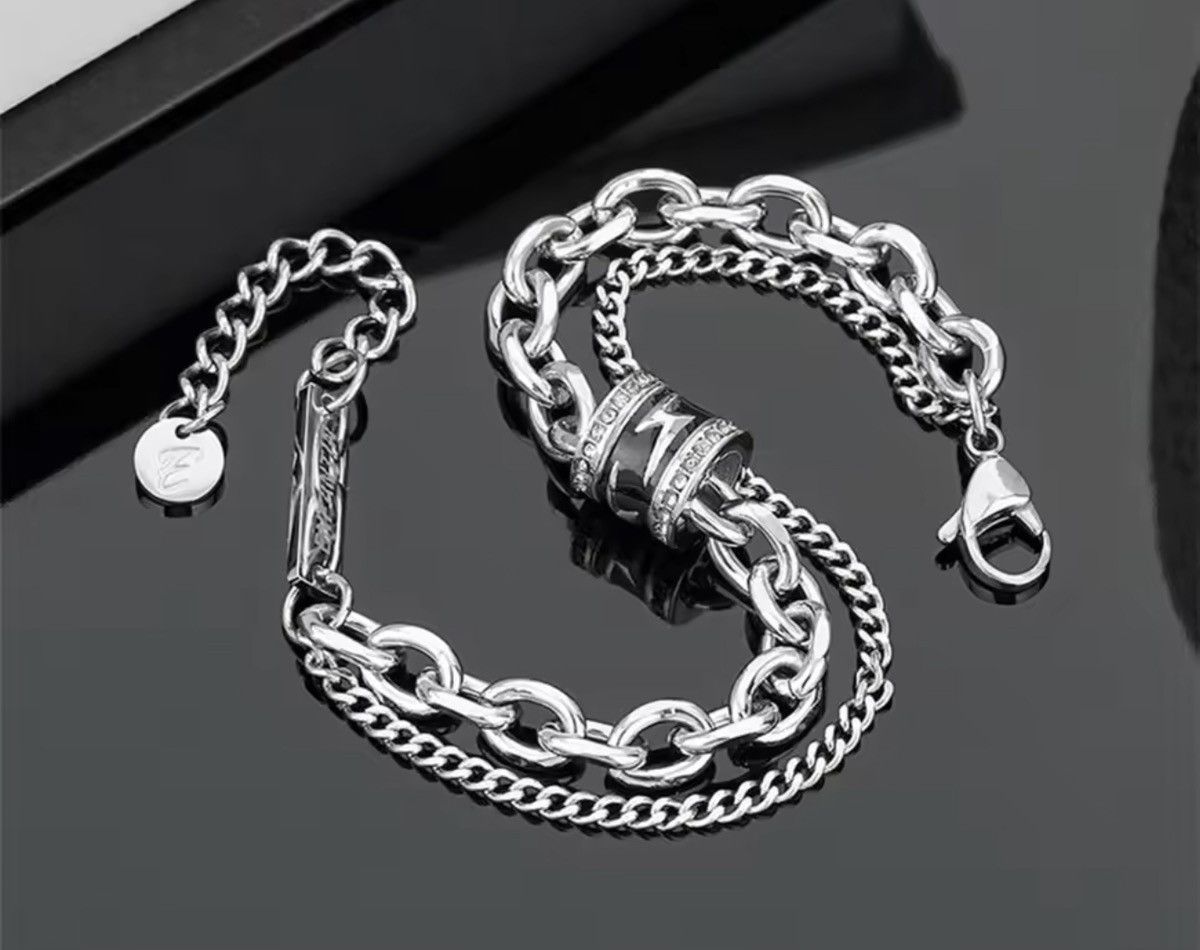 Jewelry Double-Layer Chain Bracelet - Stainless Steel & Zircon ⛓️ Size ONE SIZE - 6 Thumbnail
