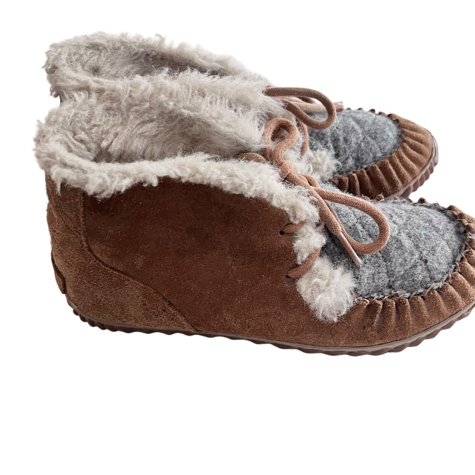 SOREL Sorel Out N About Brown Gray Suede Faux Fur Moccasin Boots Size US 7 / IT 37 - 2 Thumbnail