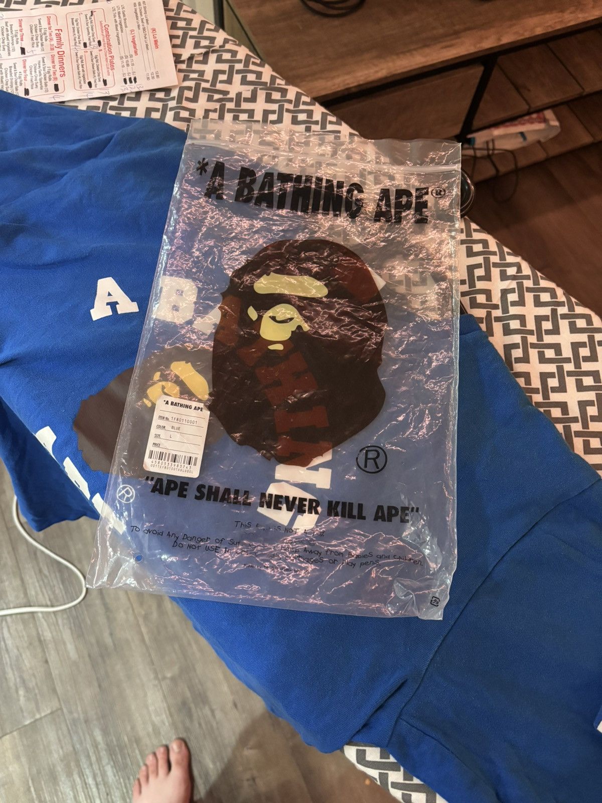Bape A BATHING APE®️ Large College Tee (Blue) Size US L / EU 52-54 / 3 - 15 Thumbnail