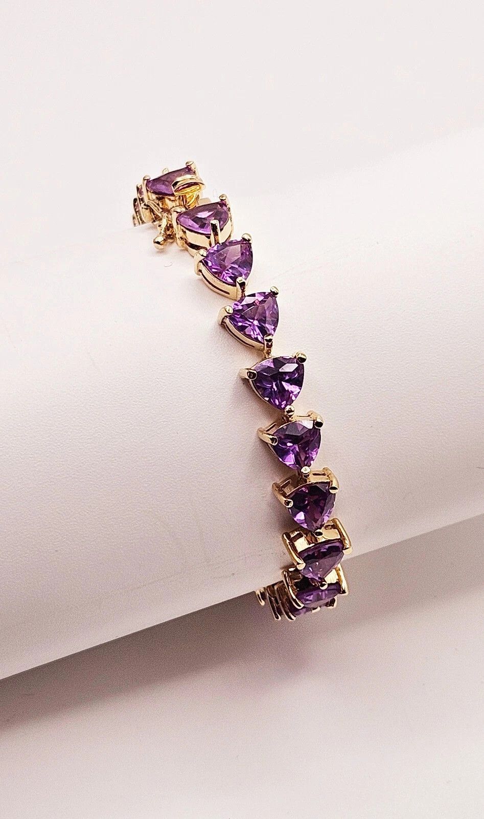 Sterling Silver Sterling Silver Tennis Bracelet Purple Alexandrite Gold 6.5" Size ONE SIZE - 1 Thumbnail