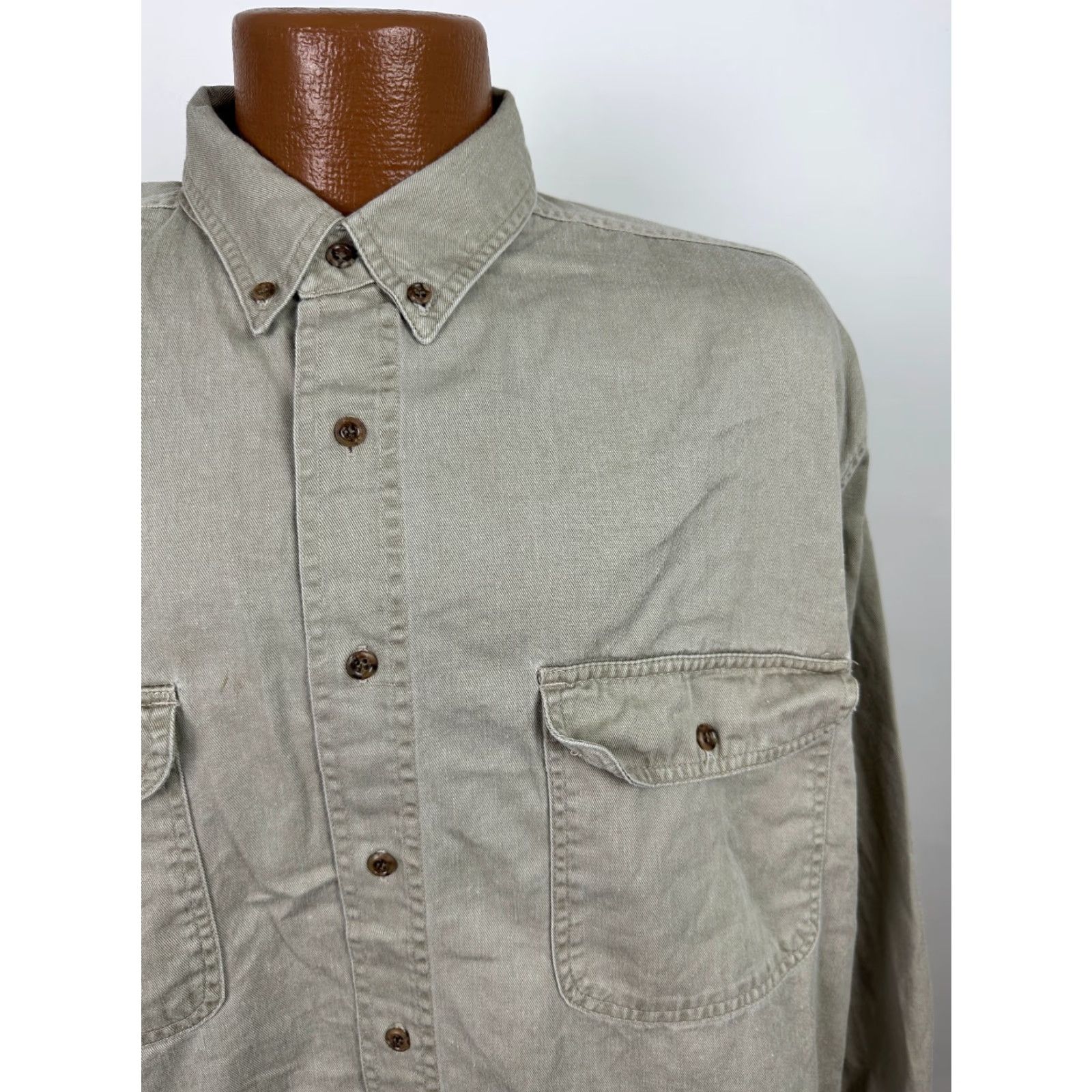 Vintage VINTAGE St. John's Bay Shirt Men L Oversized Button-Up Twill Beige 90s Pigment Dyed Midweight Casual Size US L / EU 52-54 / 3 - 2 Thumbnail