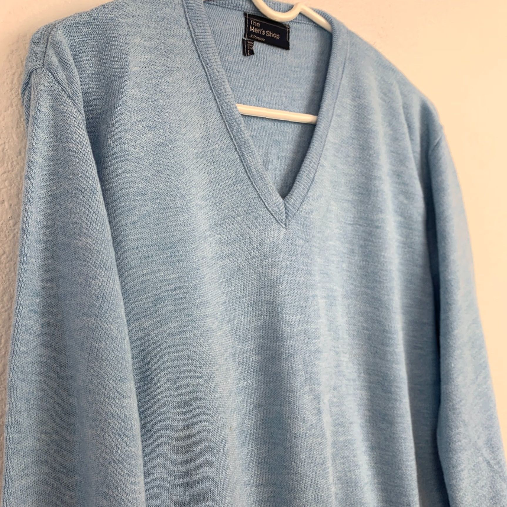 JCPenney Vintage JcPenney The Mens Shop Blue V-Neck Sweater Mens Large Shirt Mens L Blue Disco 1970s Mens Size US L / EU 52-54 / 3 - 2 Thumbnail