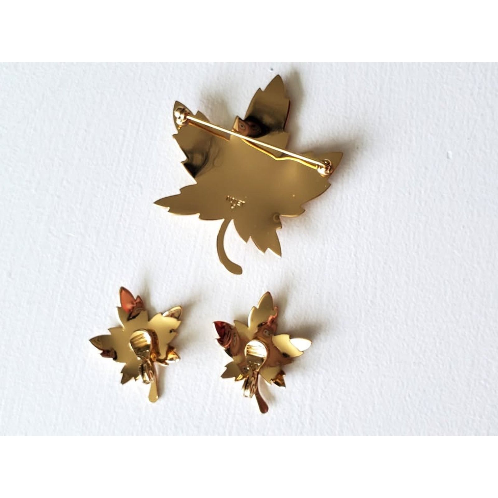 Monet Vintage Monet Maple Leaf Gold-tone Pendant and Earring Set Size ONE SIZE - 2 Thumbnail