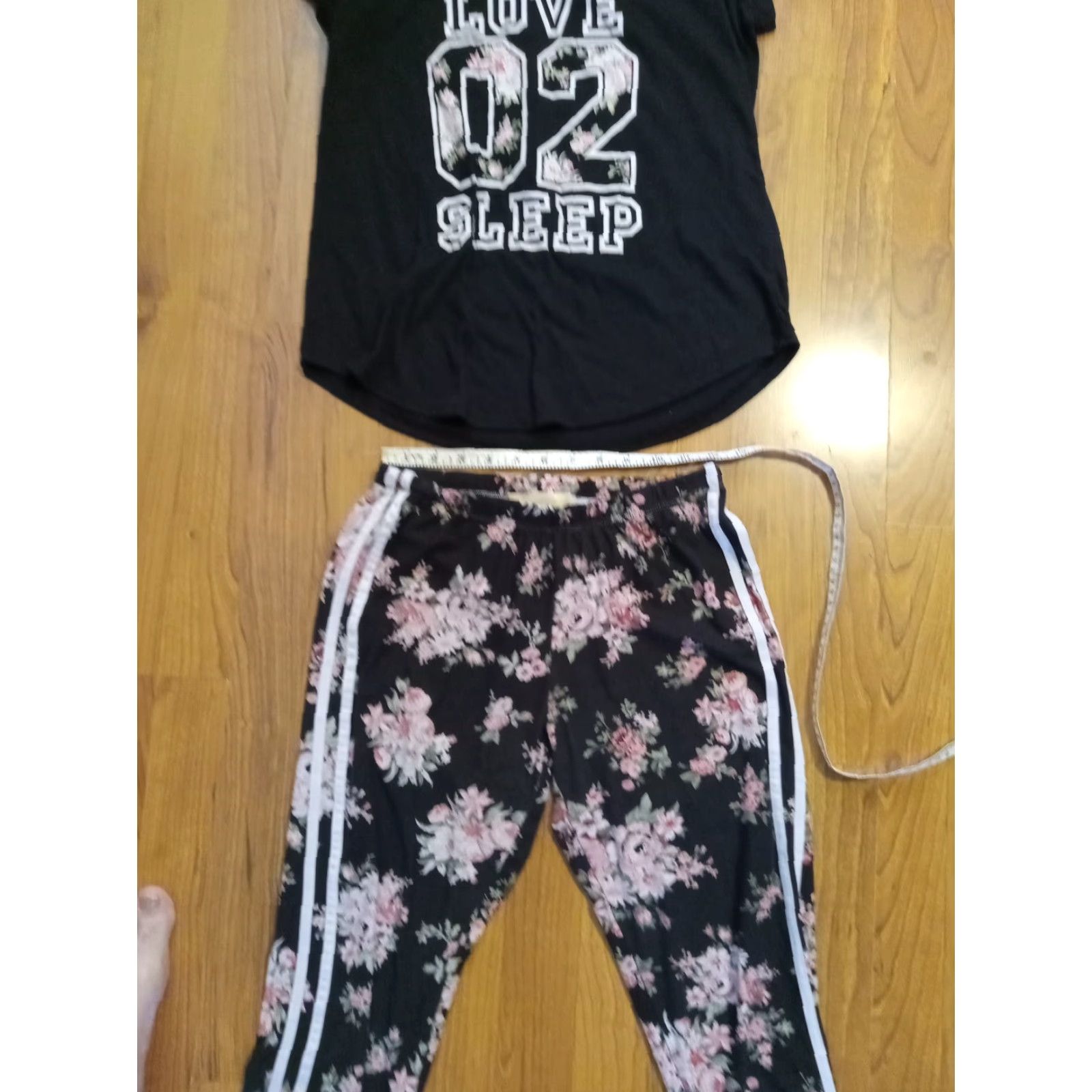 Vintage No Comment Pajama Set Shirt Womens Medium Black 36" Chest 28-32" Waist 24" Inseam Size ONE SIZE - 7 Thumbnail