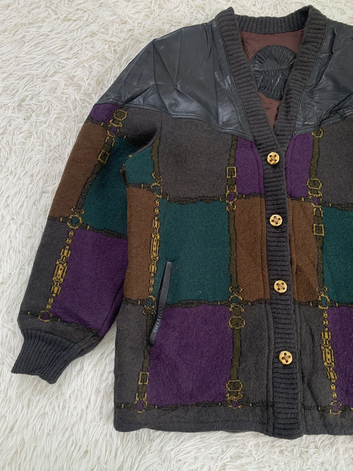 Torras Torras Colour Block Blend Wool & Leather Jacket Size M / US 6-8 / IT 42-44 - 3 Thumbnail