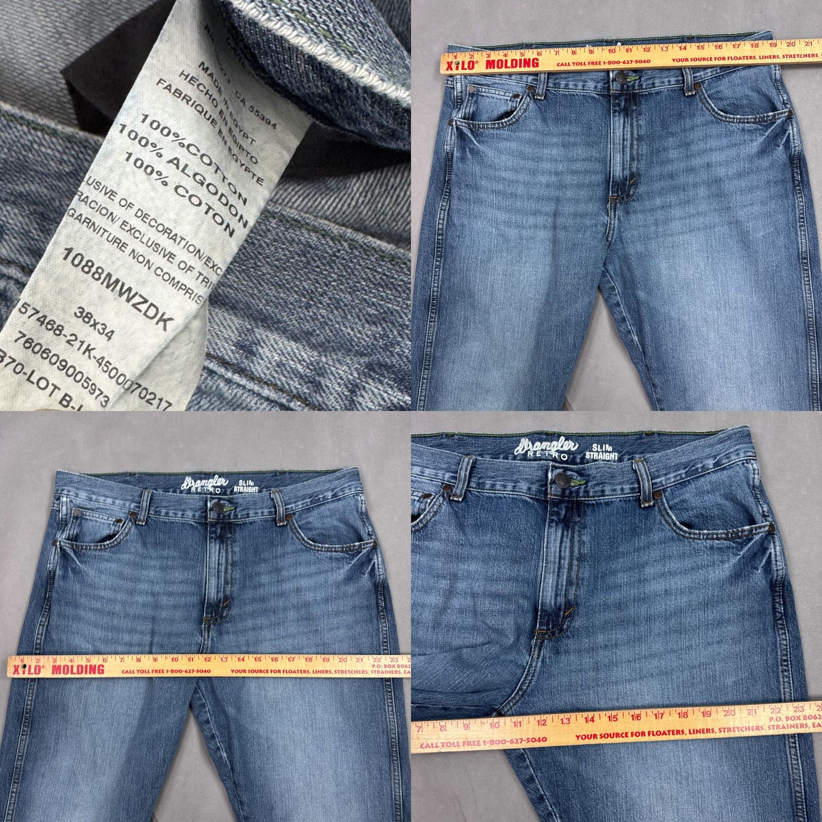 Wrangler Wrangler Jeans Men 38x32 Blue Retro Straight Western Distressed Pant (Tag38x34) Size US 38 / EU 54 - 8 Thumbnail