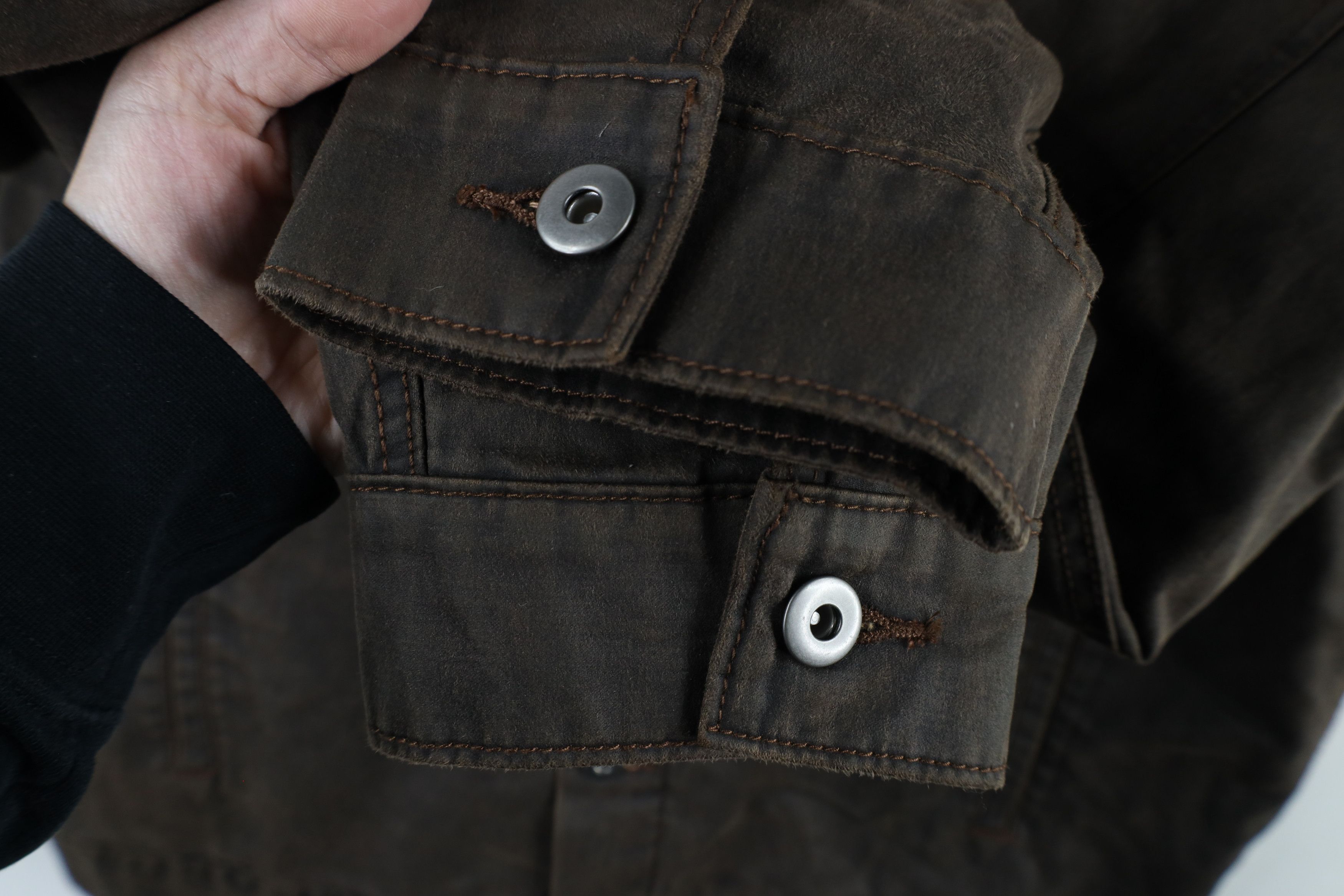 Vintage Vintage 90s Streetwear Waxed Cotton Trucker Jacket Brown Size US L / EU 52-54 / 3 - 4 Thumbnail