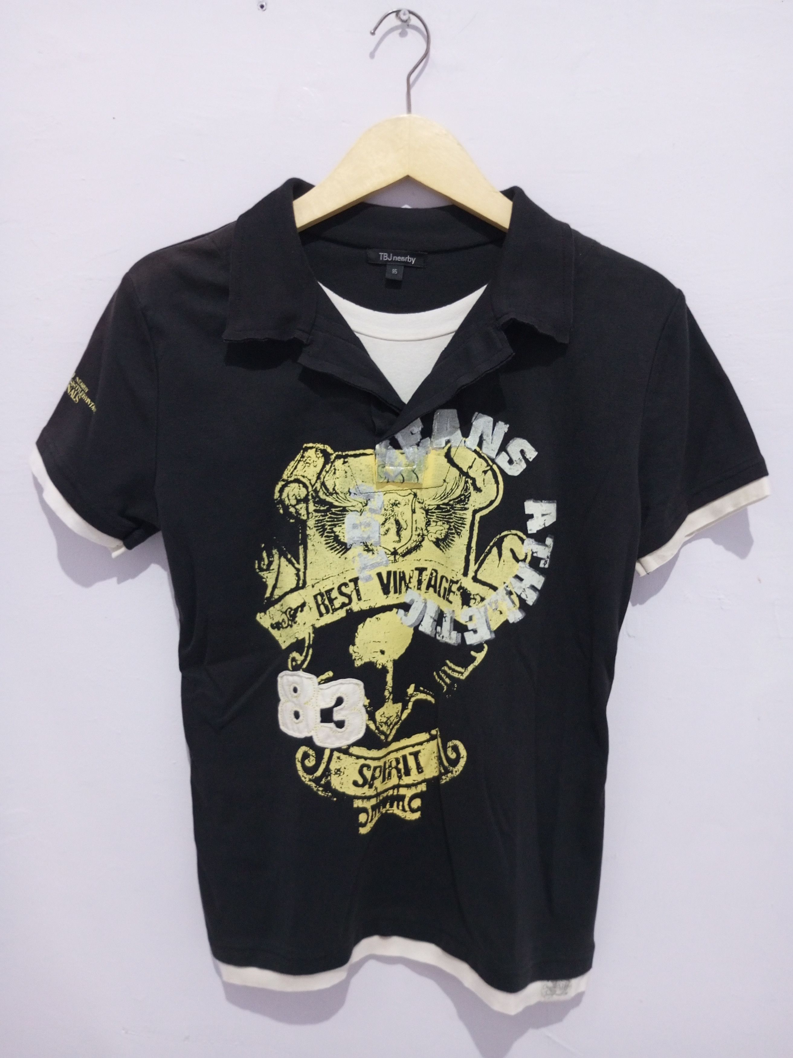 Tbj nearby double layer distressed polo shirt