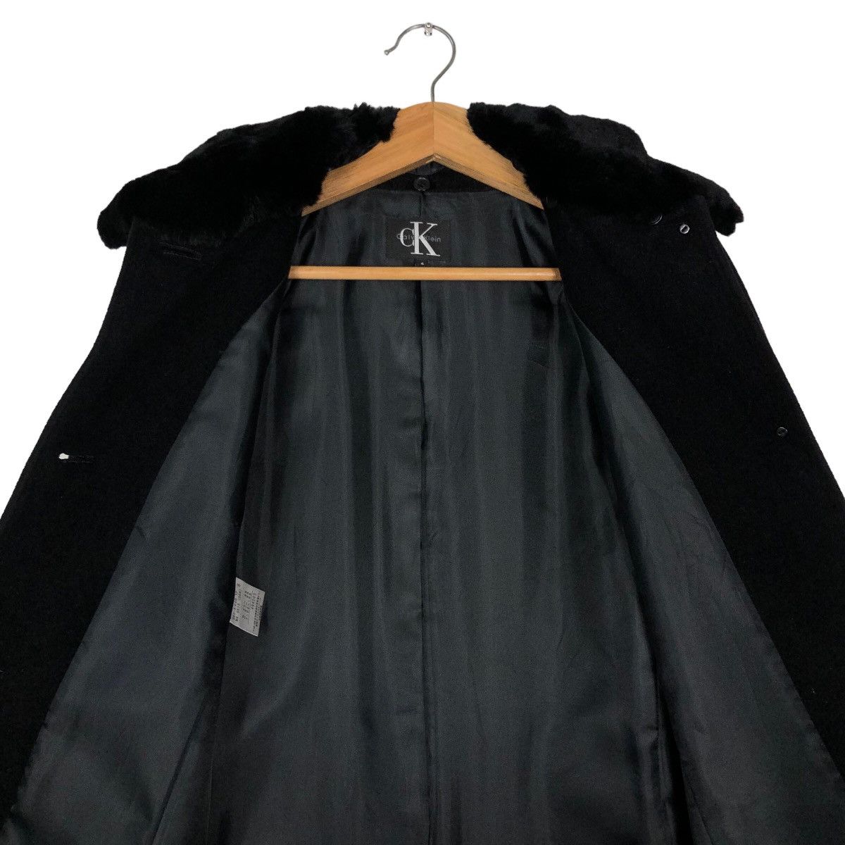 Calvin Klein 🔥Rich Black - Long Jacket Double Collar Fur Calvin Klein Size M / US 6-8 / IT 42-44 - 14 Thumbnail