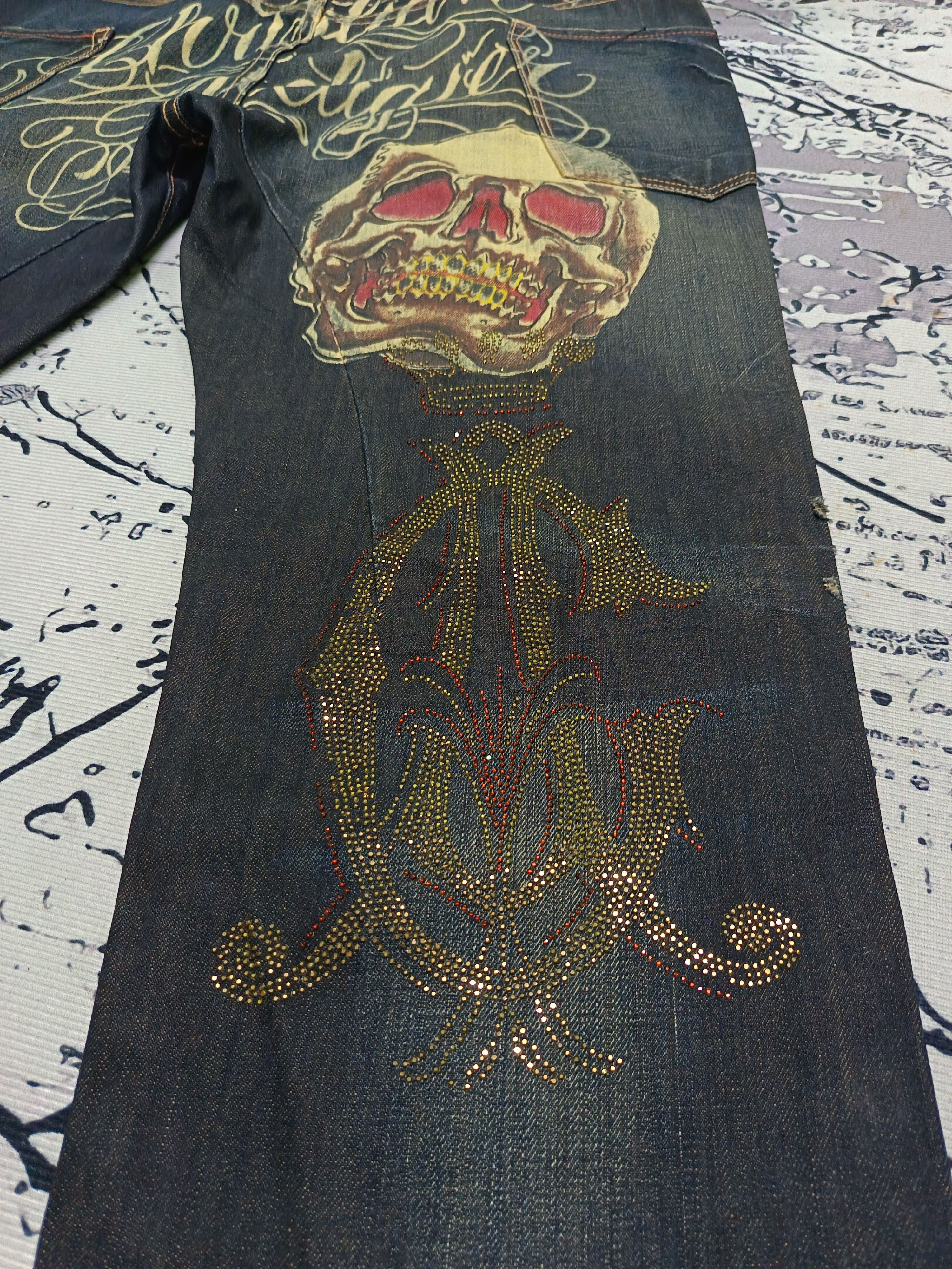 Christian Audigier Christian Audigier Embroidered Maria And Skull Denim Size US 39 - 6 Thumbnail