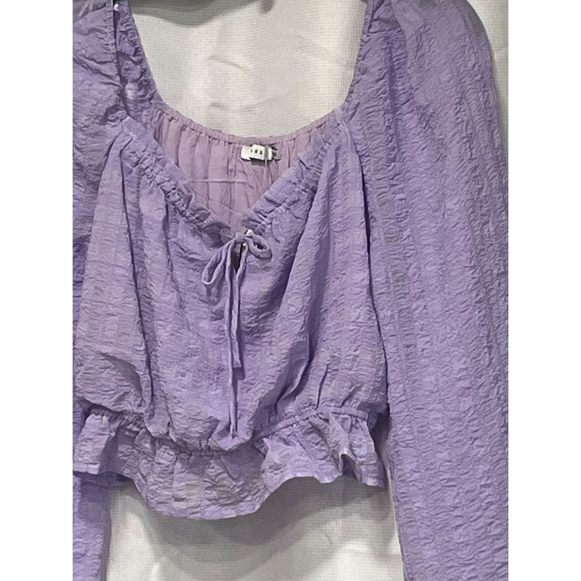 Other Lush women’s Cropped Volume Sleeves Peplum Top, Lilac, Sz. M Size M / US 6-8 / IT 42-44 - 10 Thumbnail