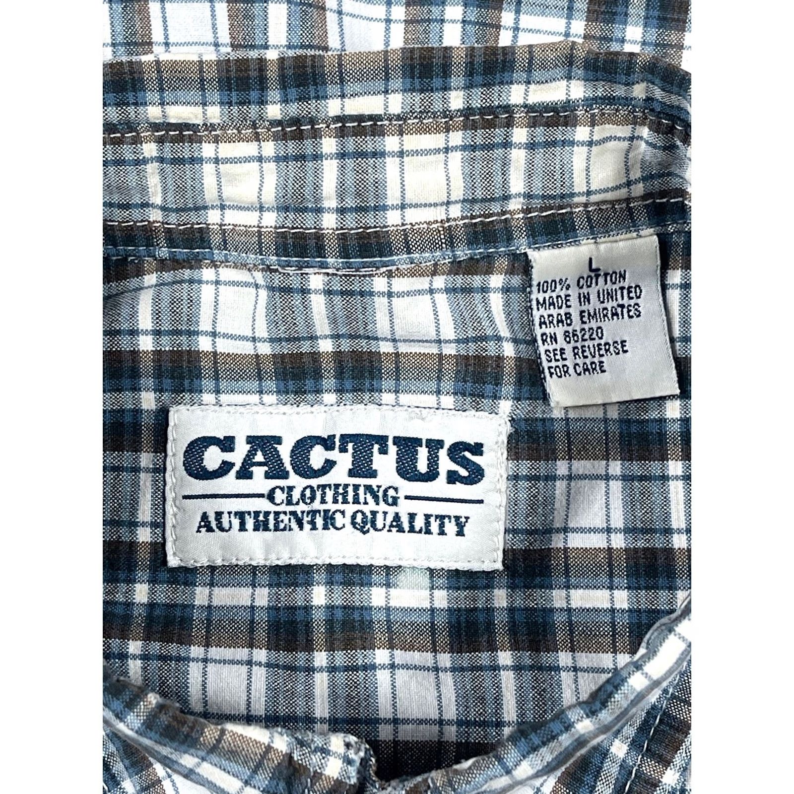 Vintage Cactus Clothing Shirt Men's Casual Button Down Short Sleeve Plaid Check Collared Button-Front L Size US L / EU 52-54 / 3 - 7 Thumbnail