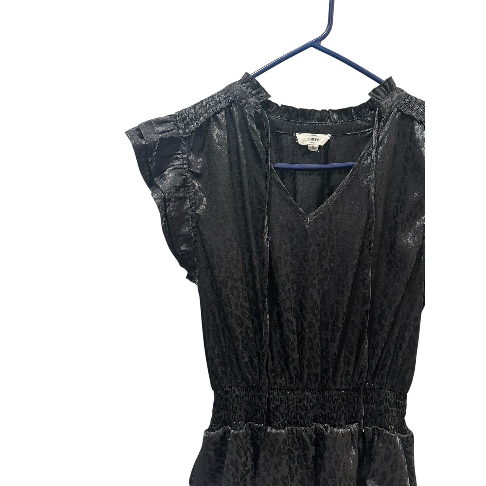 Other Entro Cheetah Print Short Sleeve Ruffled Tiered V-Neck Dress Size M / US 6-8 / IT 42-44 - 3 Thumbnail