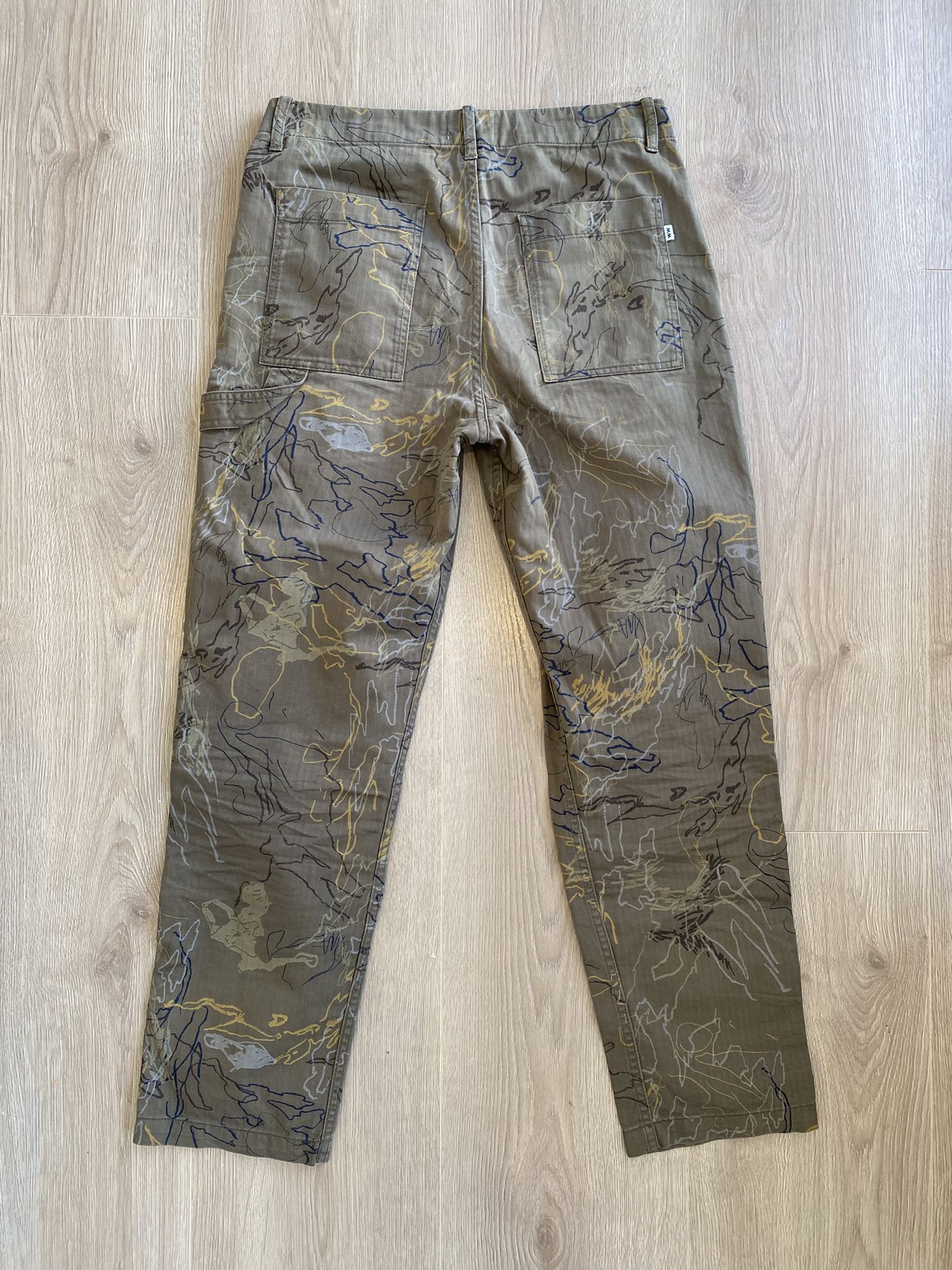Our Legacy × Wood Wood 46/S - Green AOP Trousers - Herringbone Weave Size US 30 / EU 46 - 3 Thumbnail