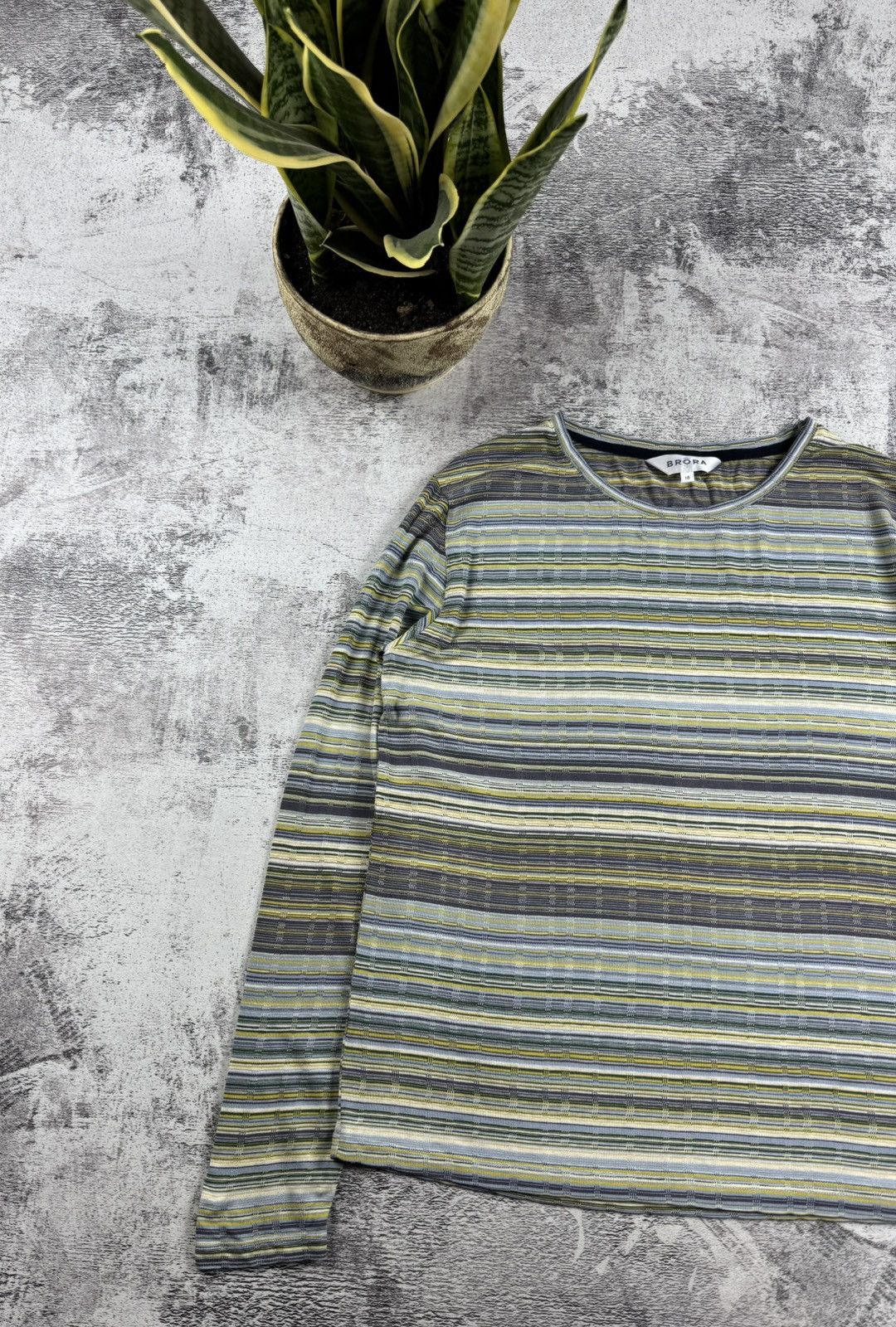 Vintage BRORA Viscose Striped 16 Size Longsleeve Pullover Sweatshirt Size XXL / US 16-18 / IT 52-54 - 2 Thumbnail