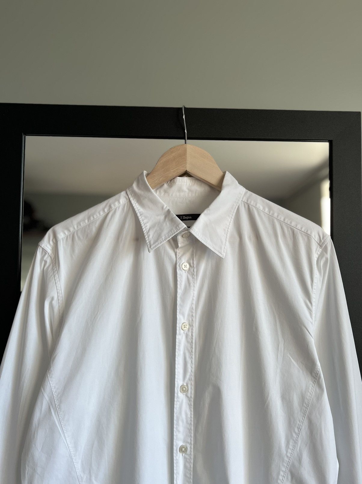 Ermenegildo Zegna Z Zegna Drop 8 Fit White Button Up Shirt Size US XL / EU 56 / 4 - 2 Thumbnail