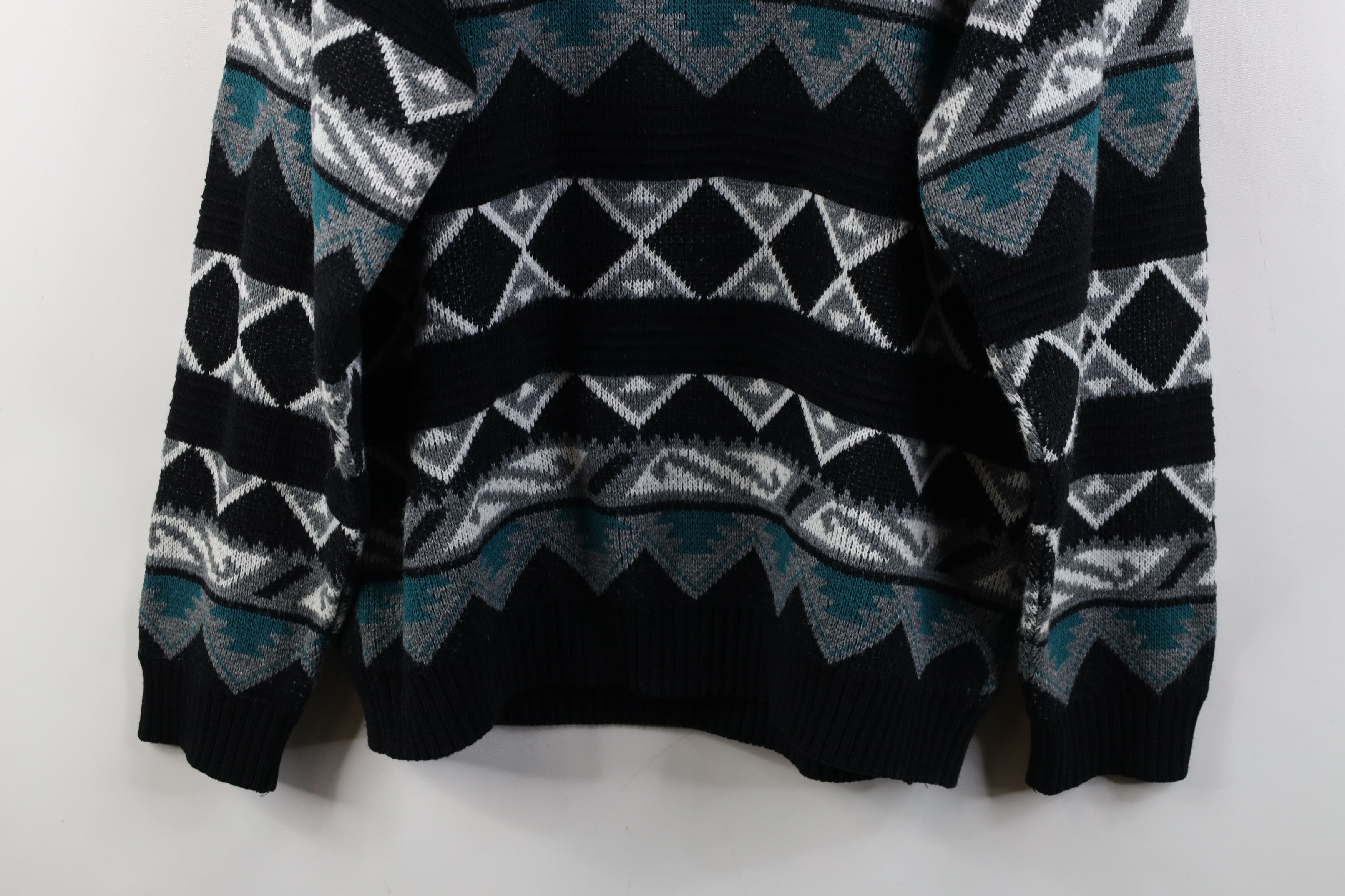 Vintage 90s Coogi Style Geometric Knit Sweater USA