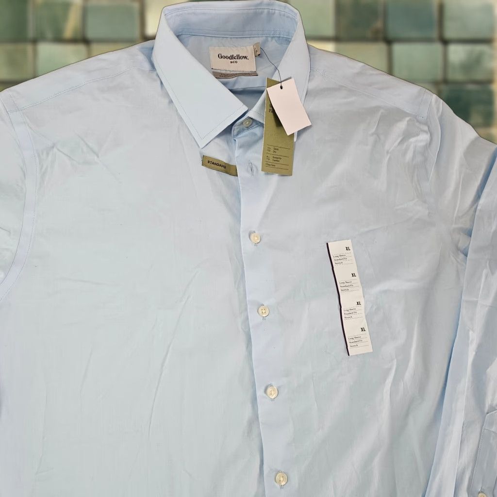 Vintage Goodfellow Shirt Mens XL Light Blue Cotton Blend Long Sleeve Button-Up Updated for Comfort and Workwear Size US XL / EU 56 / 4 - 1 Thumbnail