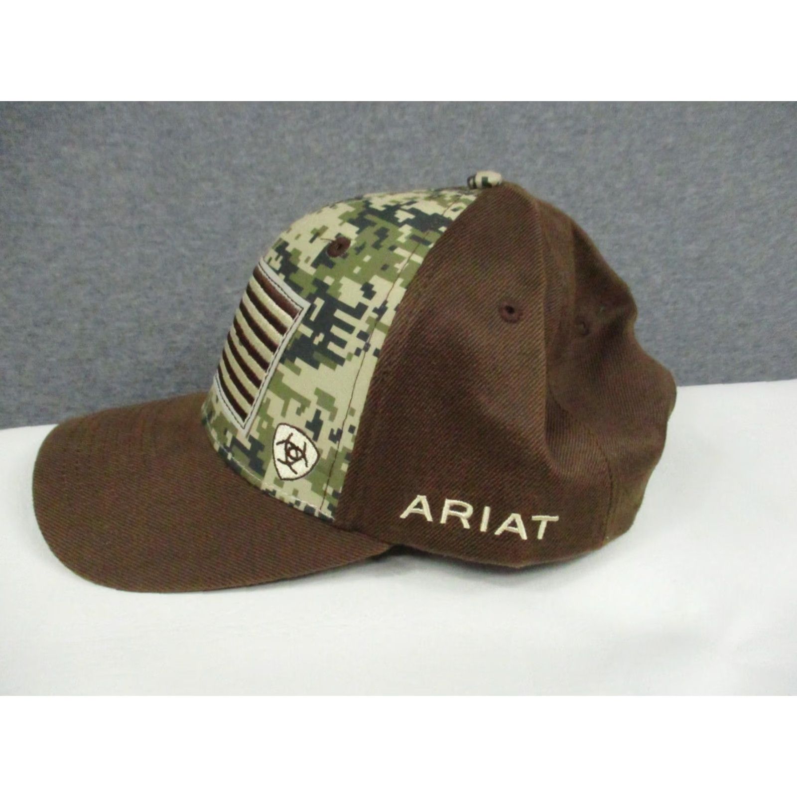 Ariat Ariat Digital Camo American Flag Cap Trucker Hat Brown Tan Snapback Adjustable Mens Hat Size ONE SIZE - 4 Thumbnail