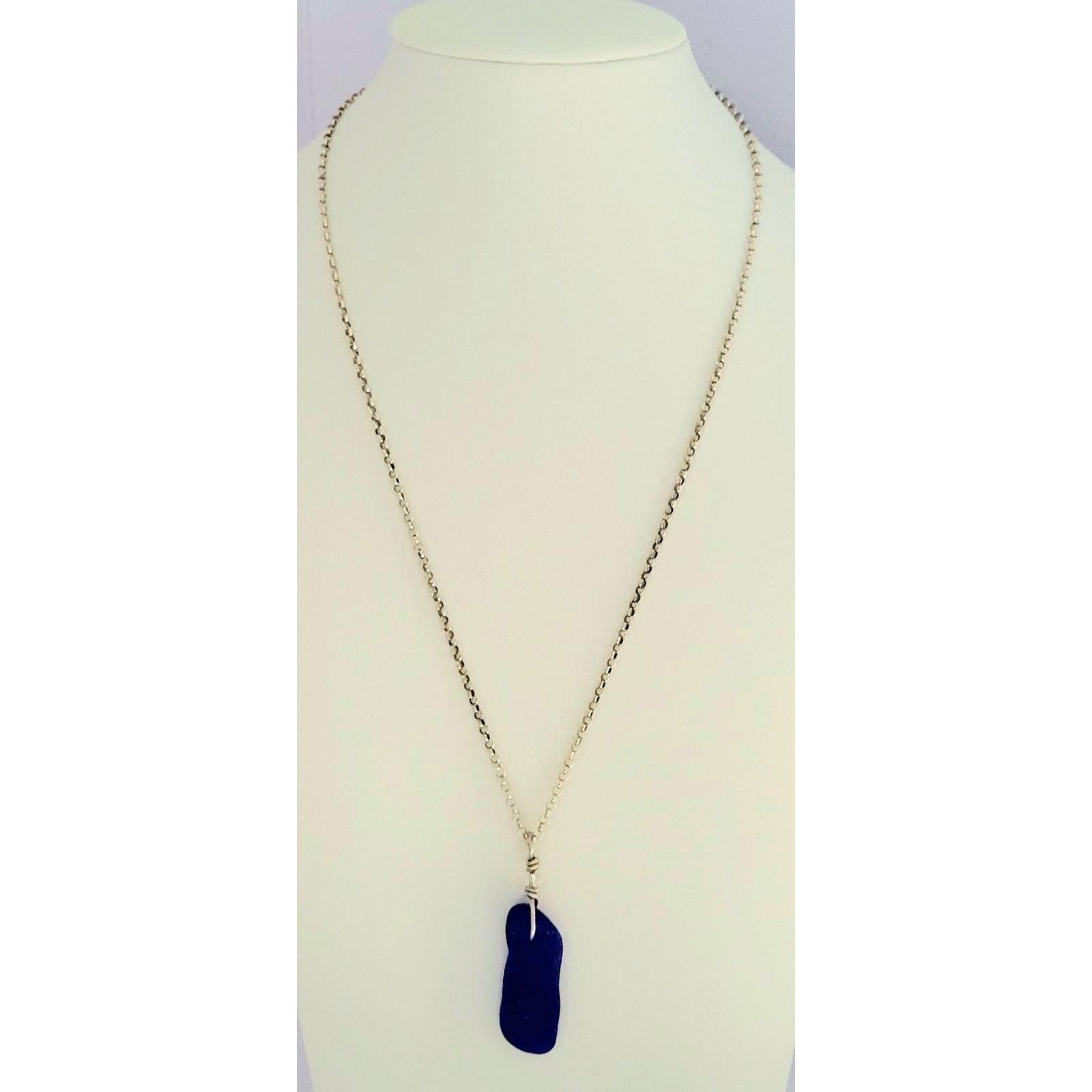 Other Seaglass Blue Necklace Handmade Sterling Sea Glass Beach Size ONE SIZE - 2 Thumbnail