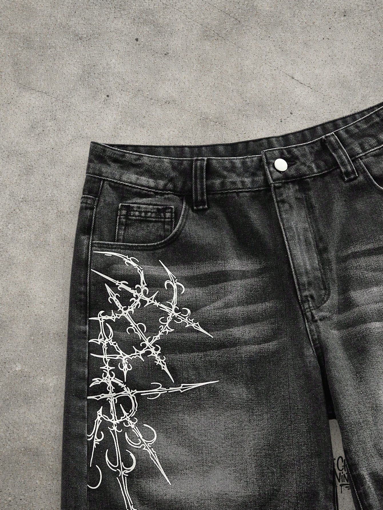 Japanese Brand Washed goth denim shorts Size US 32 / EU 48 - 2 Thumbnail