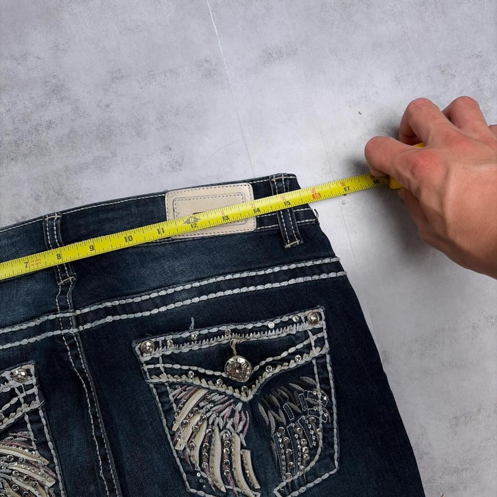 Other Y2K Blue Sexy Couture Grunge Gothic Bootcut Denim Jeans Size 31" - 6 Thumbnail