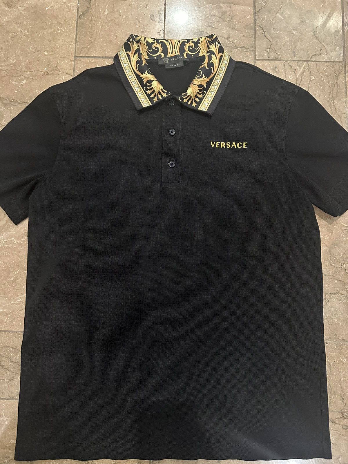 Versace Versace Baroque Collar Polo Black Gold Medusa Trim Small Size US XS / EU 42 / 0 - 1 Thumbnail