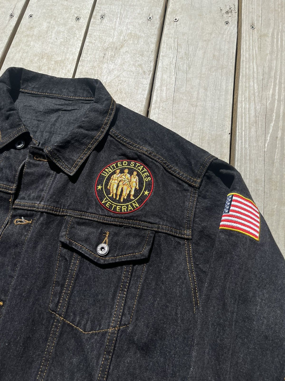 Other Vintage Veteran Denim Jacket Size US XL / EU 56 / 4 - 3 Thumbnail