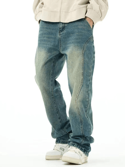 Japanese Brand × Jean Retro street versatile loose washed irregular straight jeans Size US 34 / EU 50 - 1 Thumbnail