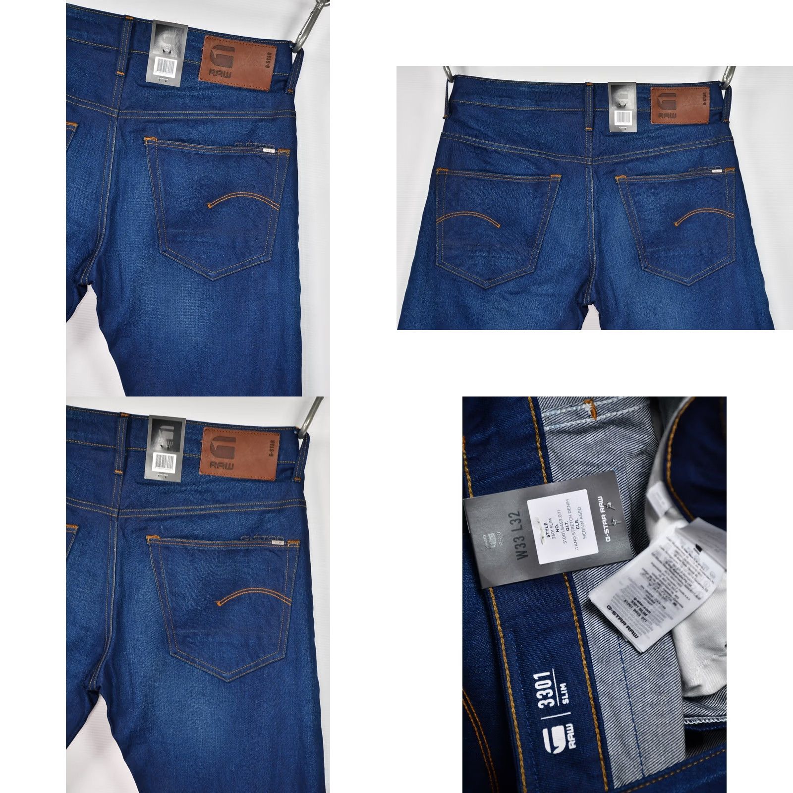 G-Star G-Star 3301 Slim Itano Stretch Denim Medium Aged W33 L32 Jeans Men Slim Regular Blue 99% Cotton 1% Elastane XS? Size US 33 - 8 Thumbnail