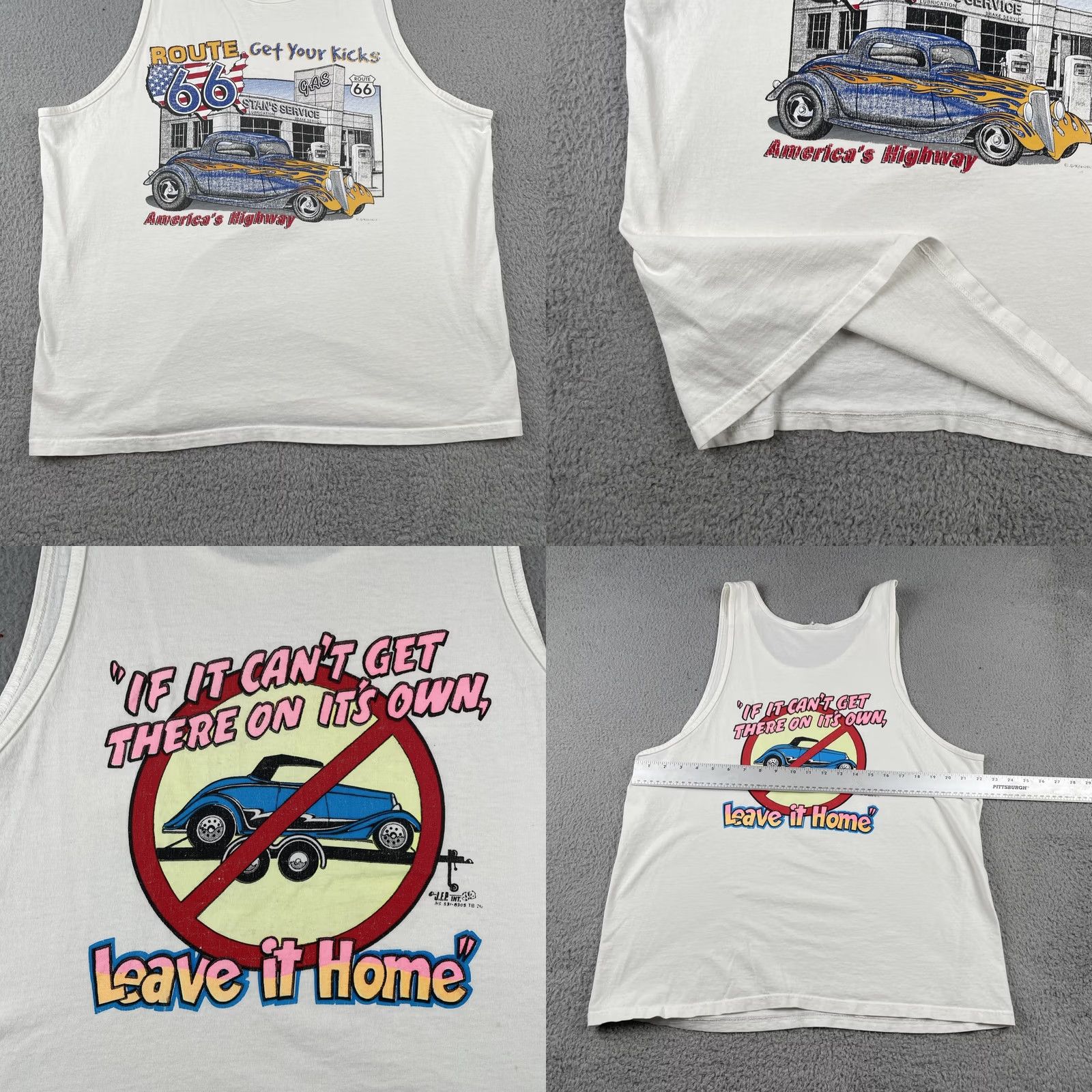 Vintage VINTAGE Route 66 Americas Highway Muscle Cars Tank Top Shirt XL White Size US XL / EU 56 / 4 - 9 Thumbnail